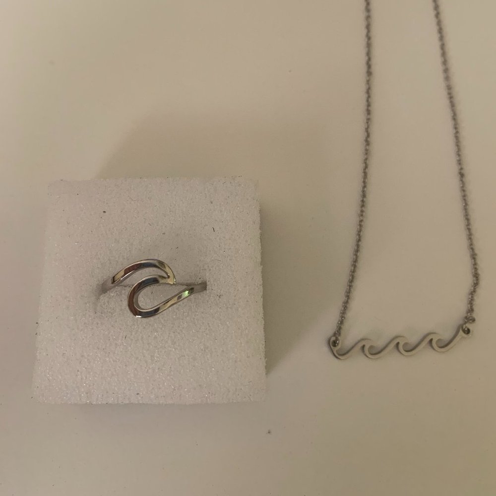 Wave Set Necklace and Ring